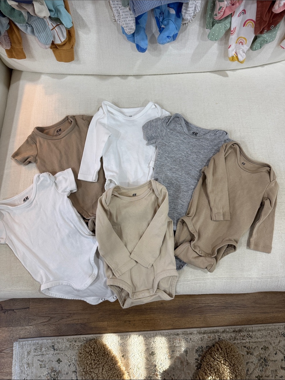 H&M Neutral Long-Sleeve Baby Bodysuit Set - Size 3 Month